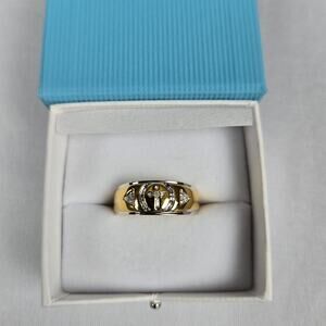 Diamond Ring with Gold over 925 Sterling Silver Size 9.5 Two Tone
